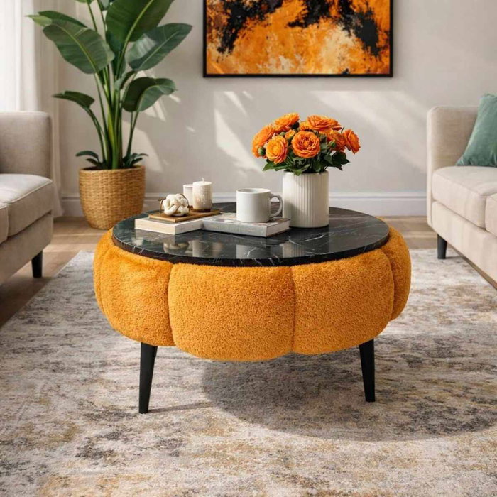 Atelier Del Sofa Papatya 60 - Naranja, Mármol Negro Atelier Del Sofa Papatya 60 - Naranja, Mármol Negro